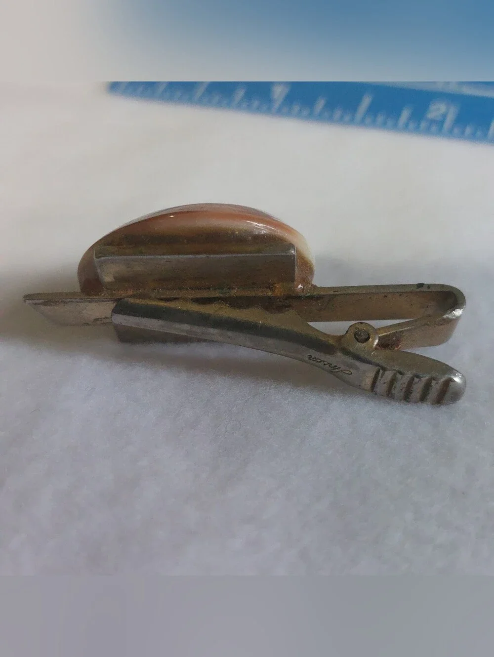 Vintage Anson Mid-Century Modernist Eye Tie Clip Cabochon Estate Men's Jewelry